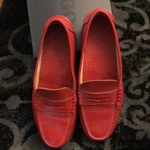 Sebago Red Leather Loafers Flats sz 10